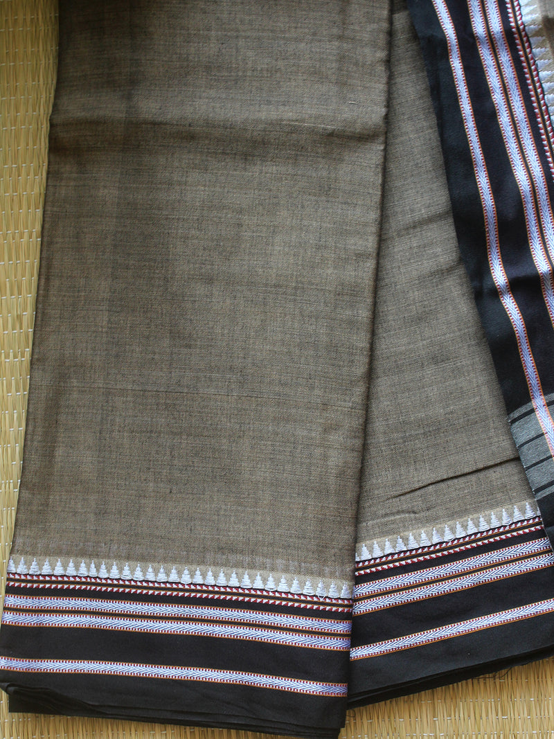 Grey Dharwad Cotton Dress Material With Gomi Borders