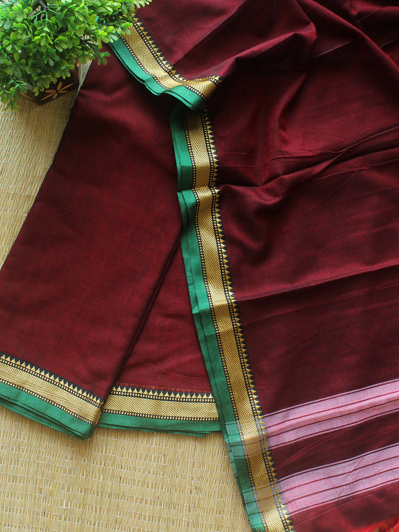 Maroon Dharwad Cotton Dress Material