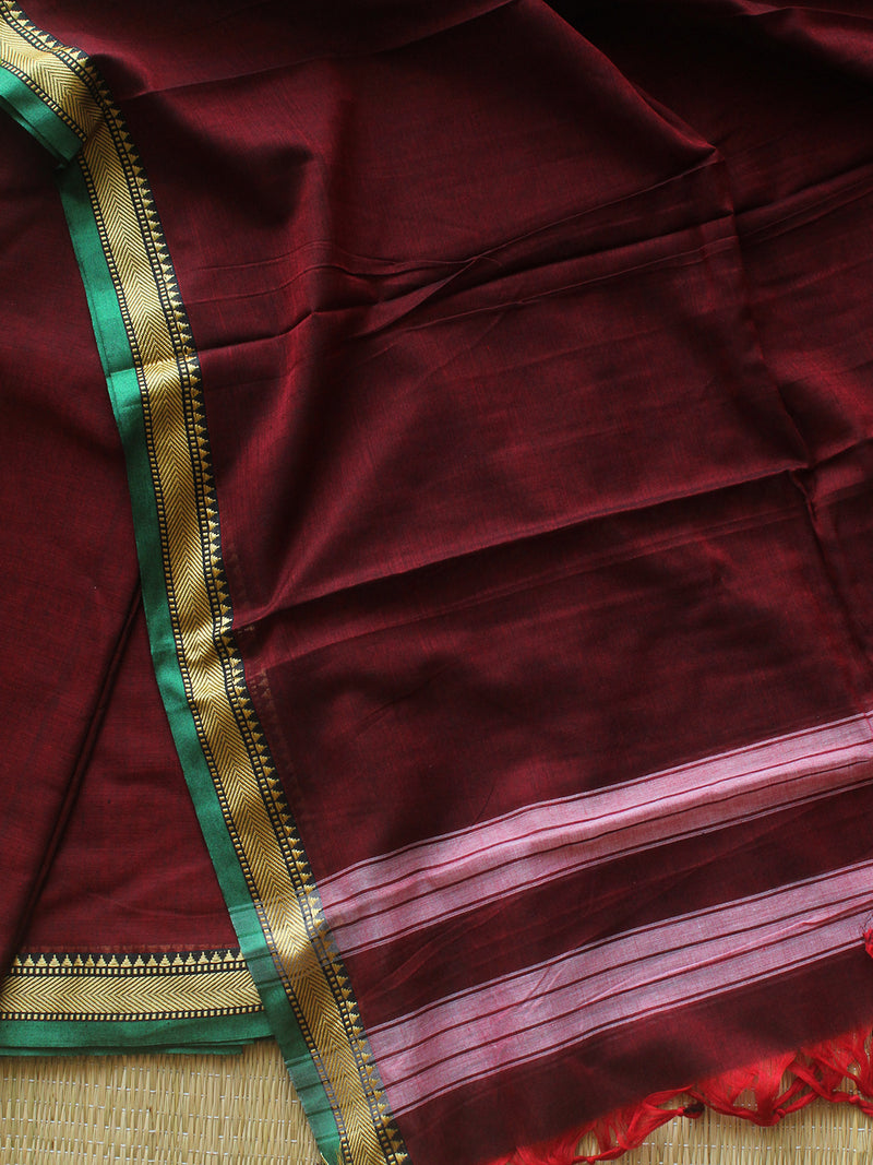 Maroon Dharwad Cotton Dress Material