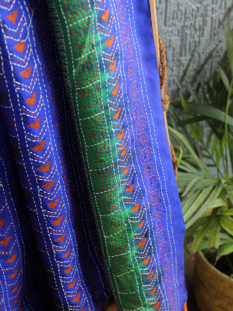 Kantha Hand Embroidered Bangalore Silk Dupatta