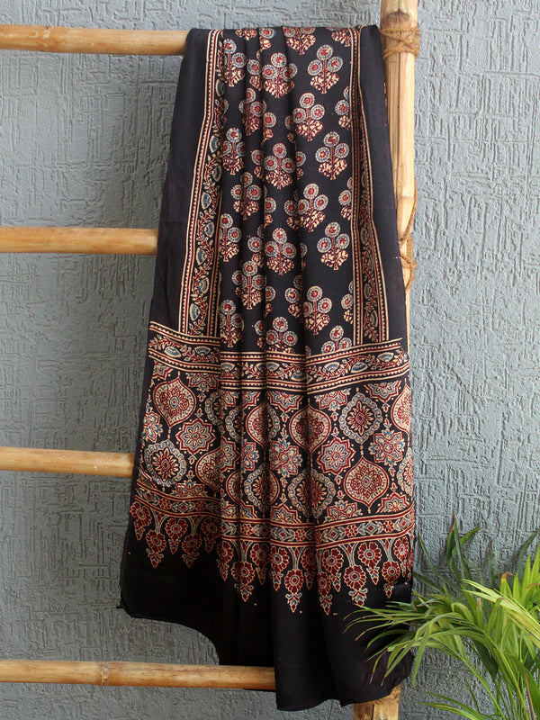 Ajrakh Hand Block Printed Modal Silk Dupatta