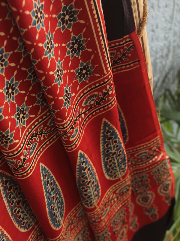 Ajrakh Hand Block Printed Modal Silk Dupatta