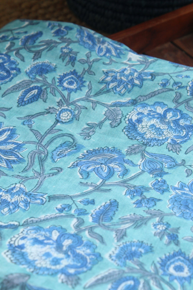 Blue Hand Block Printed Cotton Fabric