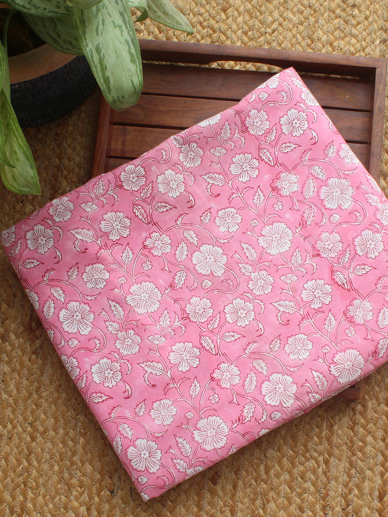 Pink Hand Block Printed Cotton Fabric