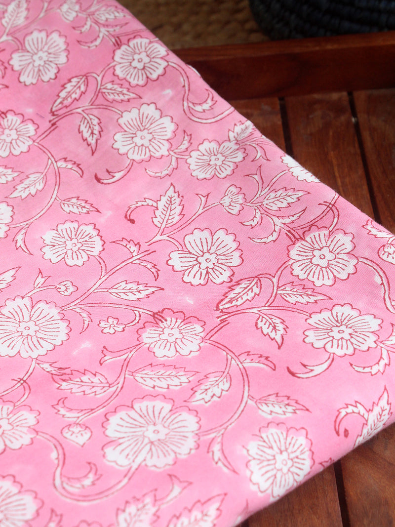 Pink Hand Block Printed Cotton Fabric