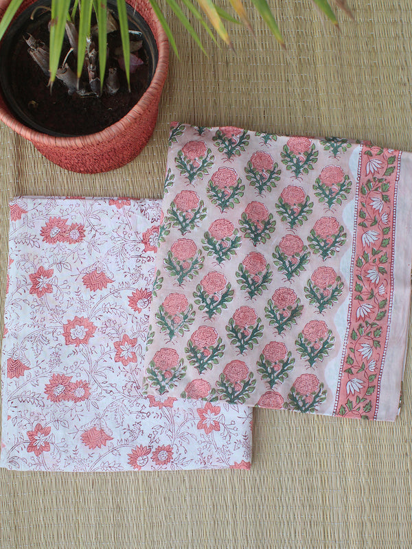 Dusty Rose Bagru Hand Block Printed Cotton Dress Material
