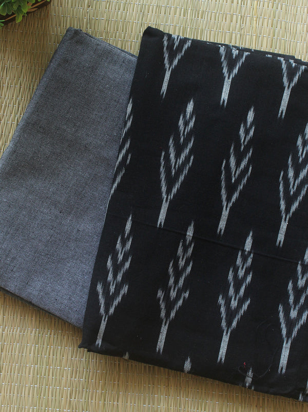 Black and Grey Pochampally Ikkat Handloom Cotton Dress Material