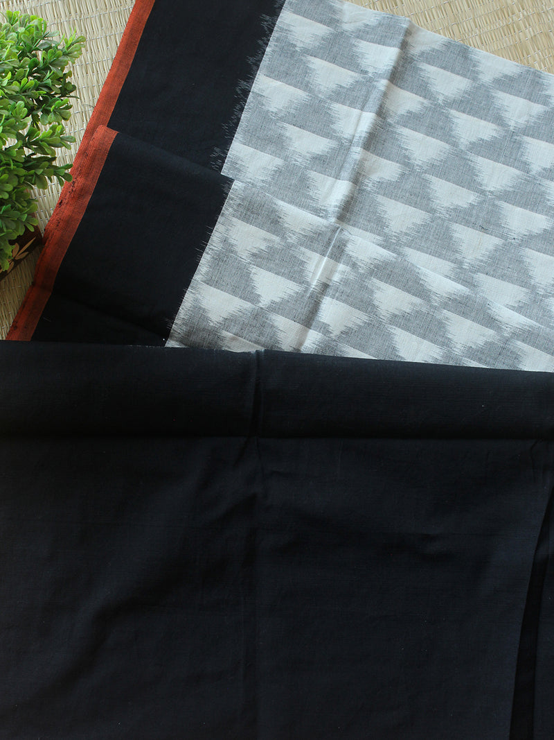 Black and Grey Pochampally Ikkat Handloom Cotton Dress Material