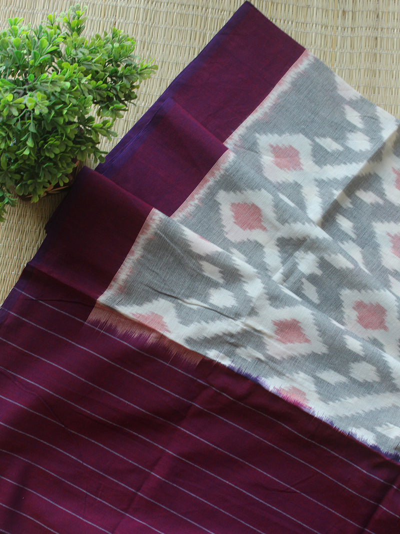 Purple and Grey Pochampally Ikkat Handloom Cotton Dress Material