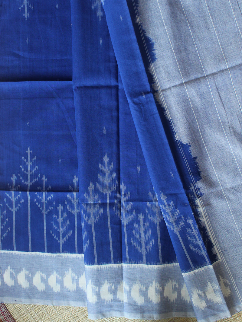 Blue and Grey Pochampally Ikkat Handloom Cotton Dress Material