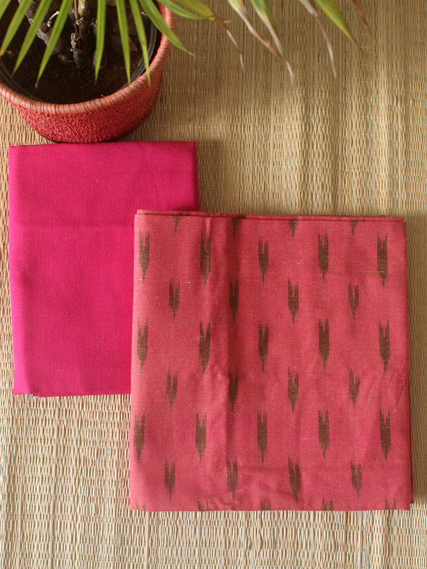 Pink Pochampally Ikkat Handloom Cotton Dress Material