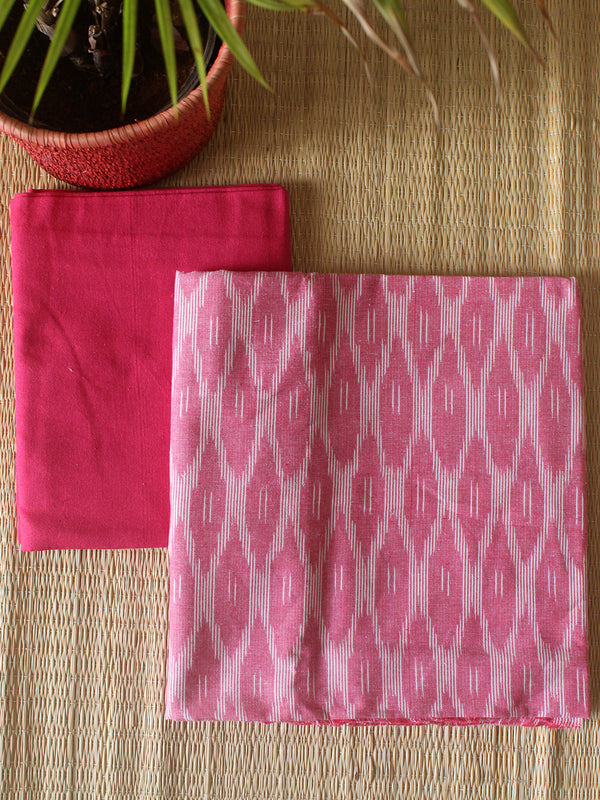 Pink Pochampally Ikkat Handloom Cotton Dress Material