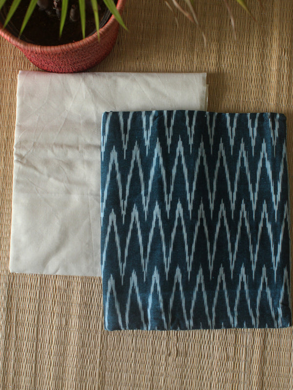 Teal Pochampally Ikkat Handloom Cotton Dress Material