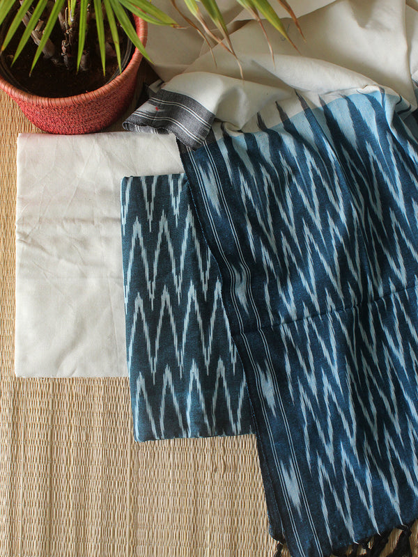 Teal Pochampally Ikkat Handloom Cotton Dress Material