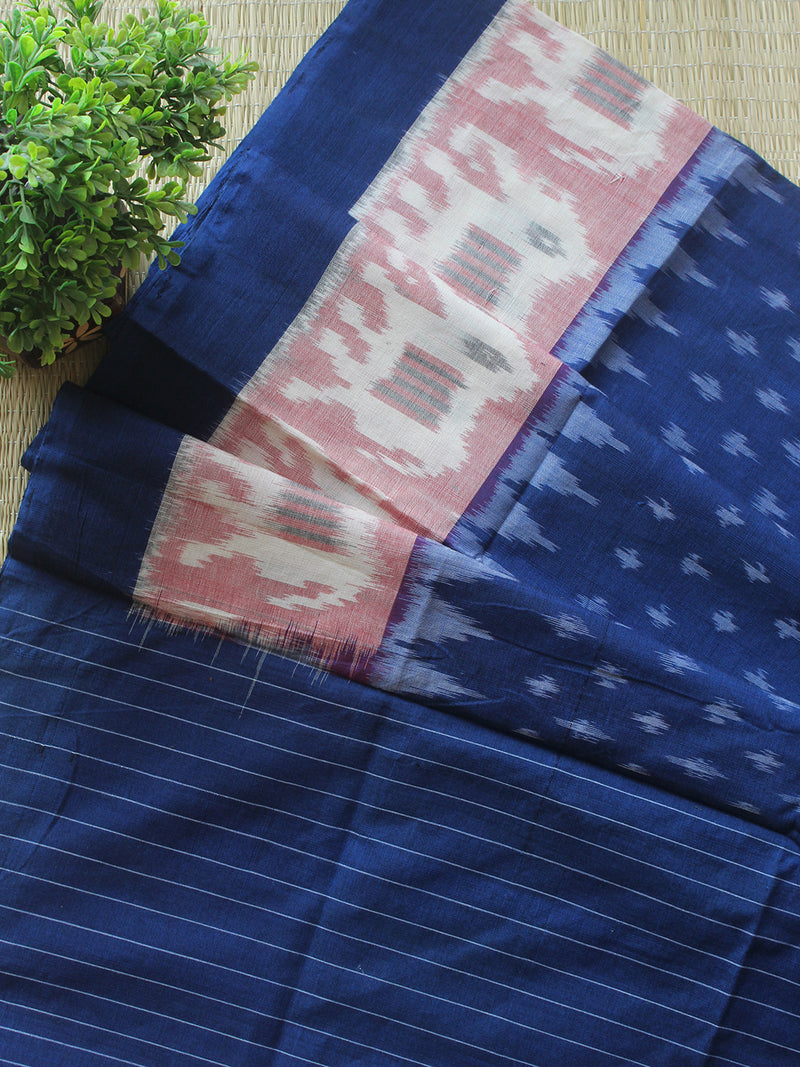 Blue Pochampally Ikkat Handloom Cotton Dress Material