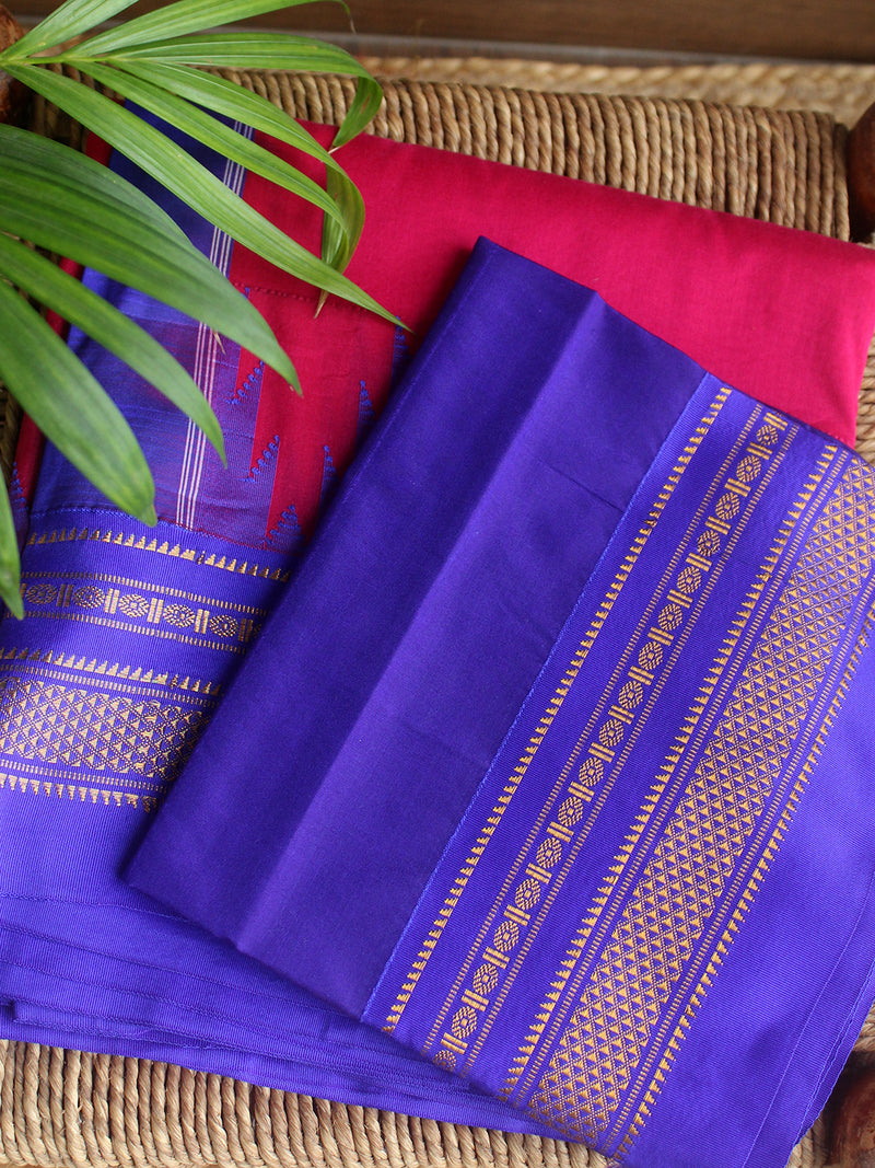 Pink Mercerized Cotton Silk Handloom Ilkal Saree