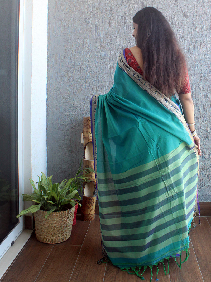 Blue Narayanpet Mercerized Cotton Saree