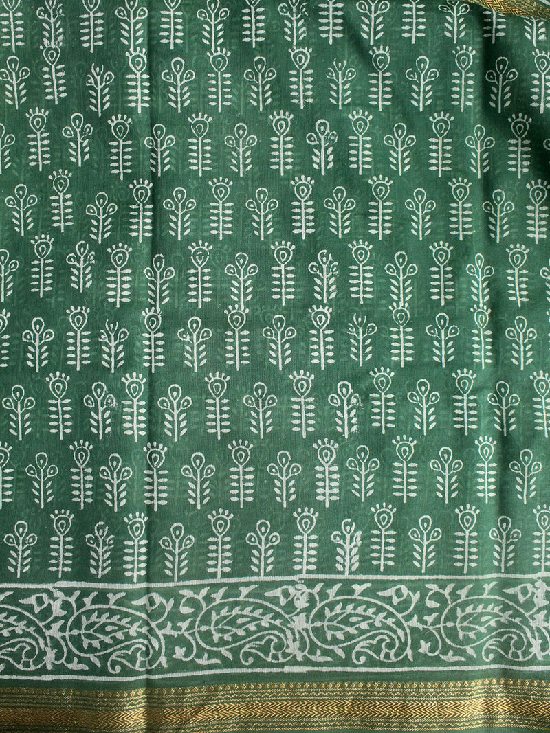 Bagru Hand Block Printed Maheshwari Silk Saree