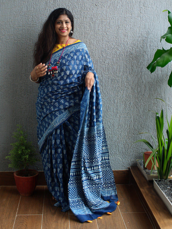 Bagru Hand Block Printed Cotton Saree