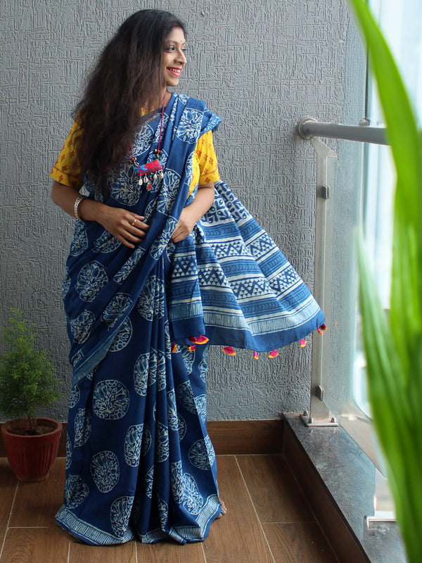 Bagru Hand Block Printed Cotton Saree