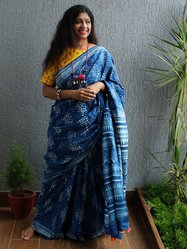 Bagru Hand Block Printed Cotton Saree