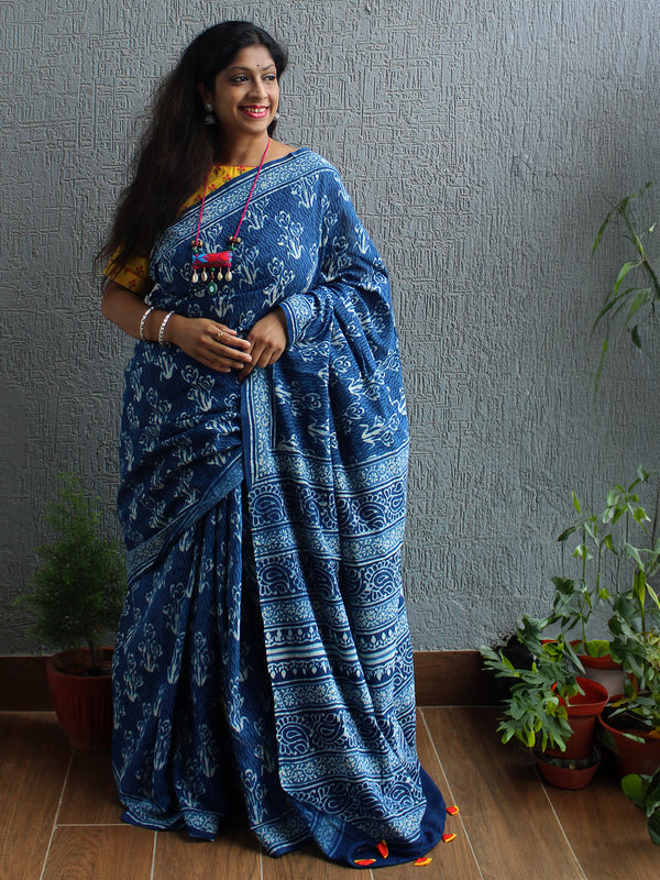 Bagru Hand Block Printed Cotton Saree