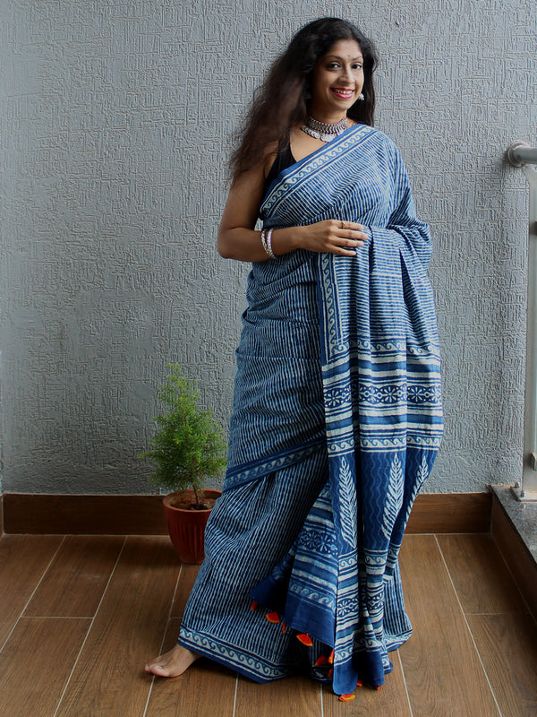 Bagru Hand Block Printed Cotton Saree