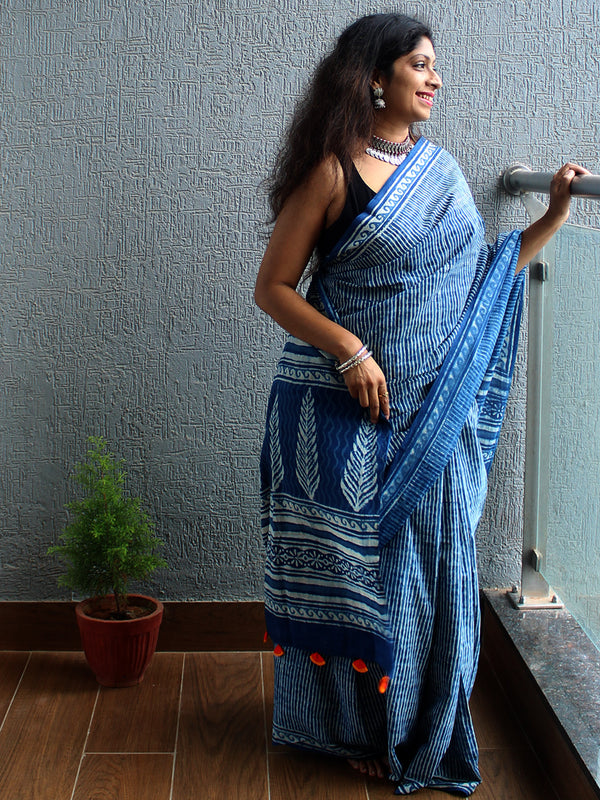 Bagru Hand Block Printed Cotton Saree