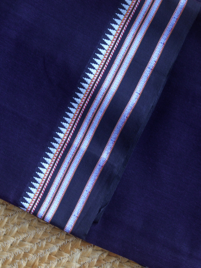 Blue Dharwad Cotton Dress Material With Gomi Borders