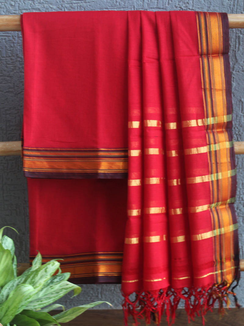 Red Dharwad Cotton Dress Material