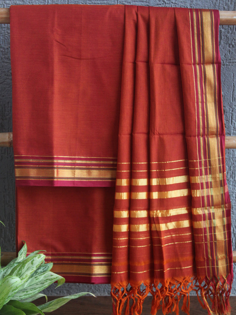 Orange Dharwad Cotton Dress Material