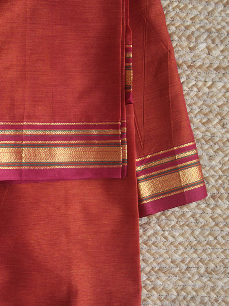 Orange Dharwad Cotton Dress Material