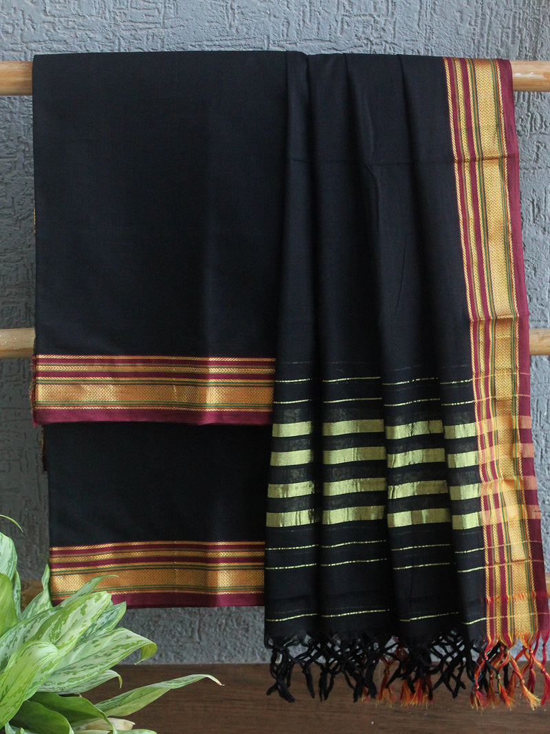 Black Dharwad Cotton Dress Material