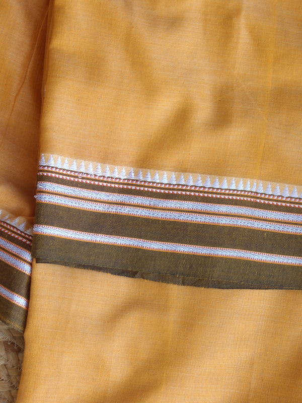 Orange Dharwad Cotton Dress Material With Gomi Borders