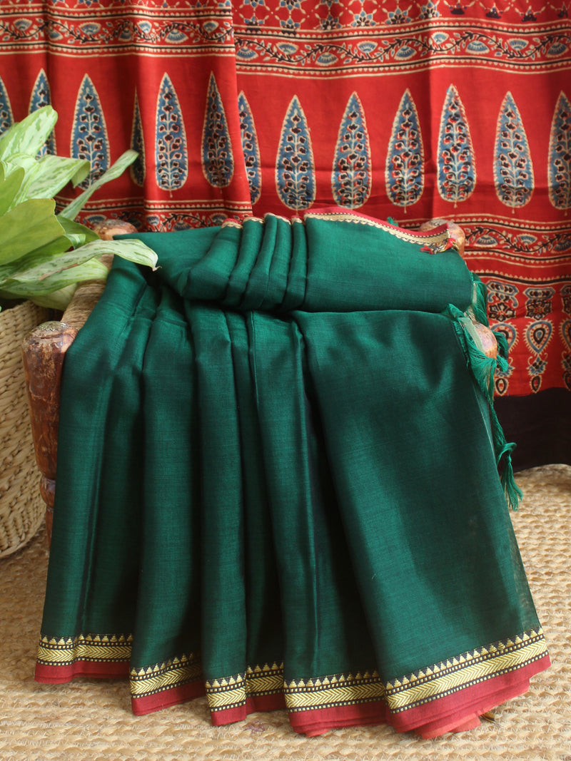 Green Narayanpet Mercerized Cotton Saree