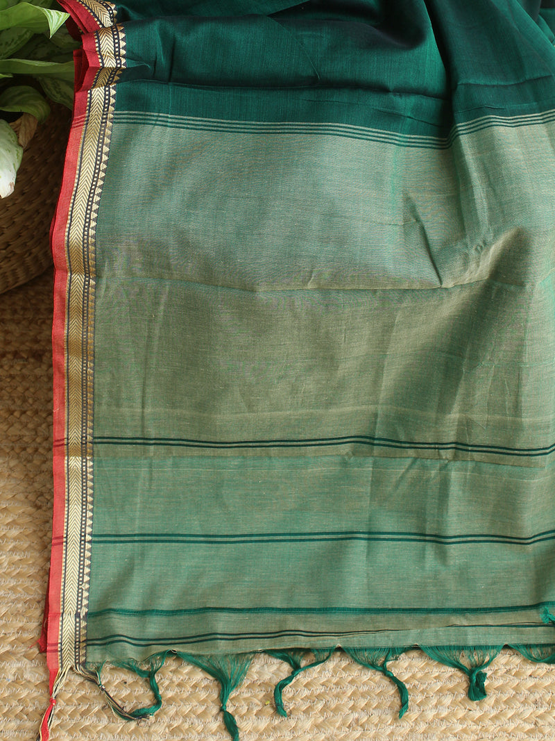 Green Narayanpet Mercerized Cotton Saree