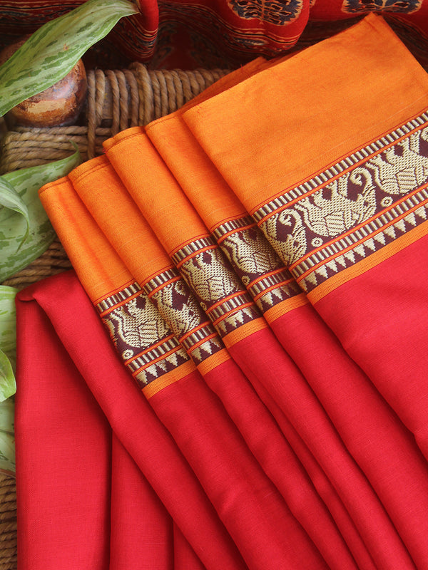 Red Narayanpet Mercerized Cotton Saree