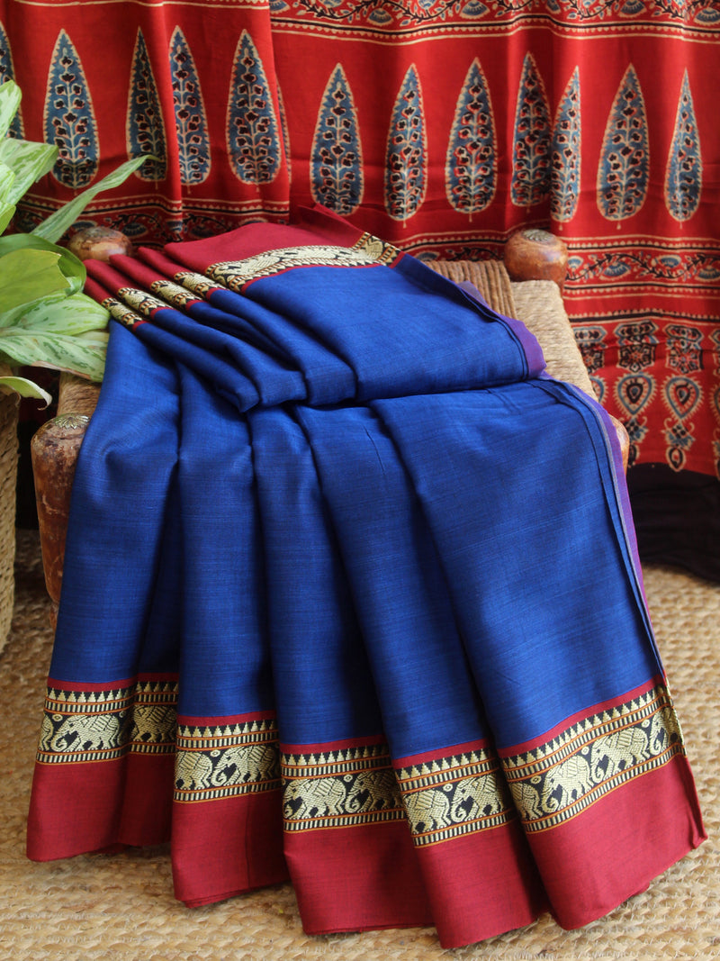 Blue Narayanpet Mercerized Cotton Saree