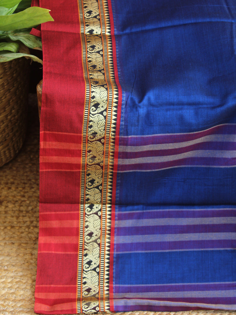 Blue Narayanpet Mercerized Cotton Saree