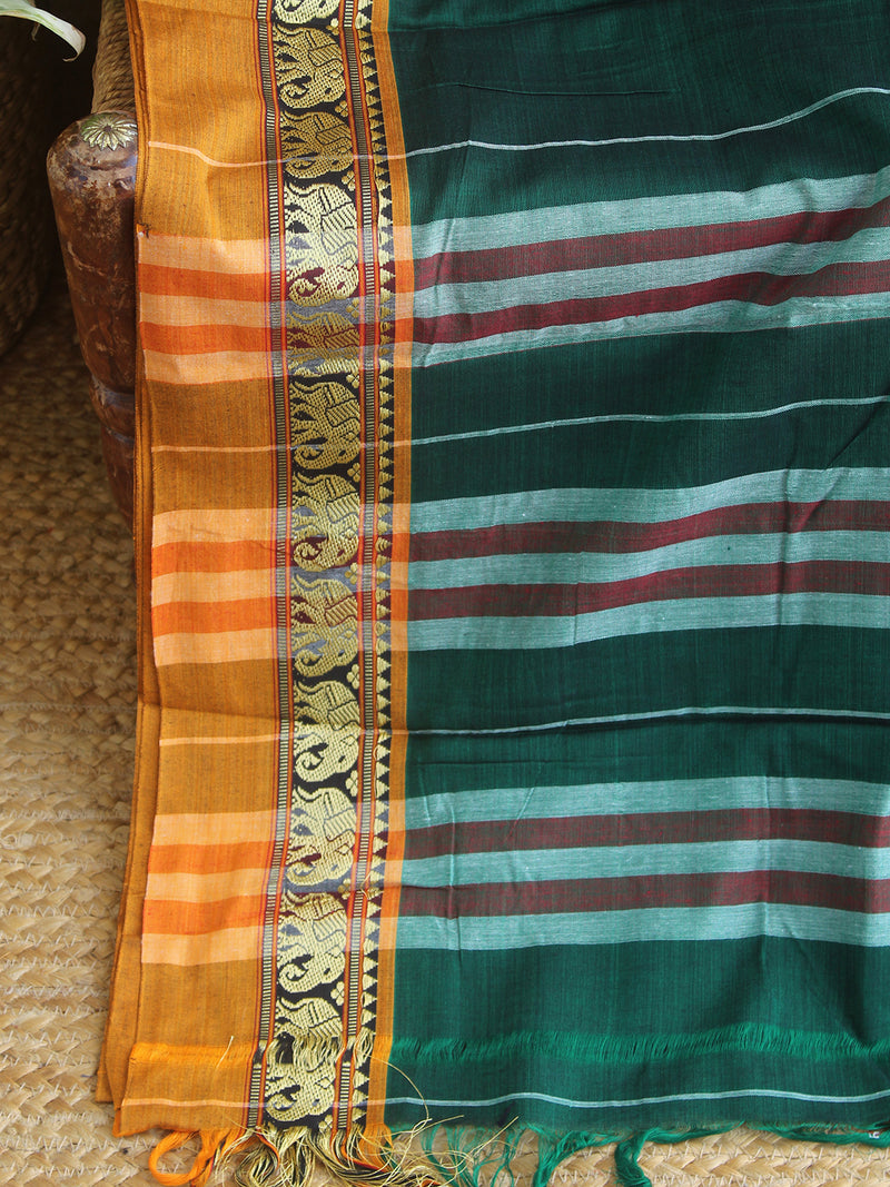 Green Narayanpet Mercerized Cotton Saree