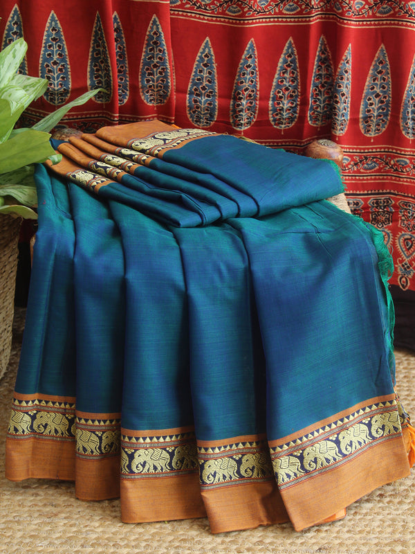 Blue Narayanpet Mercerized Cotton Saree