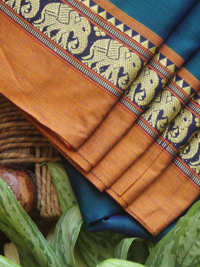 Blue Narayanpet Mercerized Cotton Saree