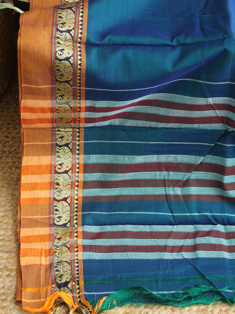 Blue Narayanpet Mercerized Cotton Saree