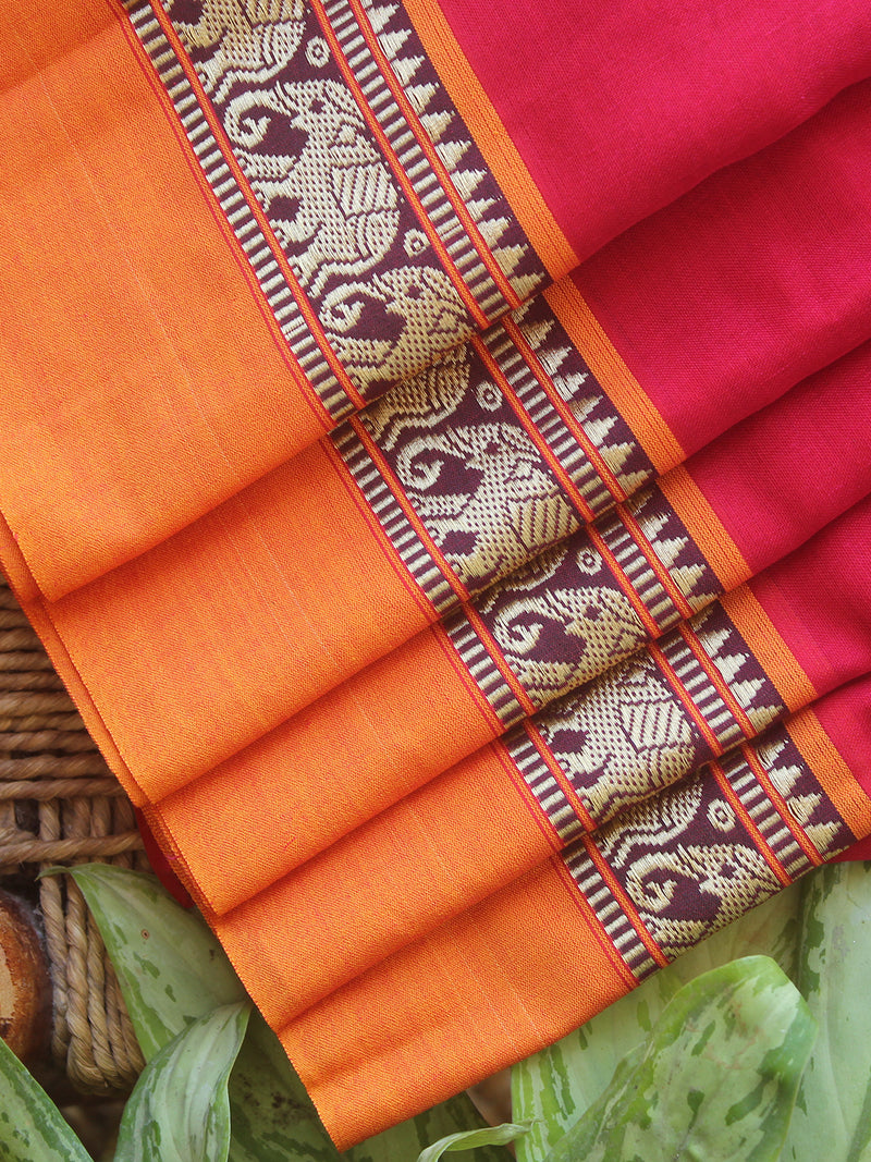 Red Narayanpet Mercerized Cotton Saree