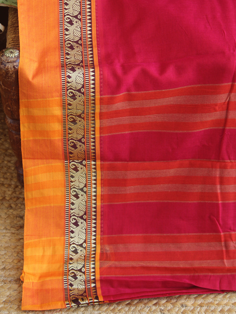 Red Narayanpet Mercerized Cotton Saree