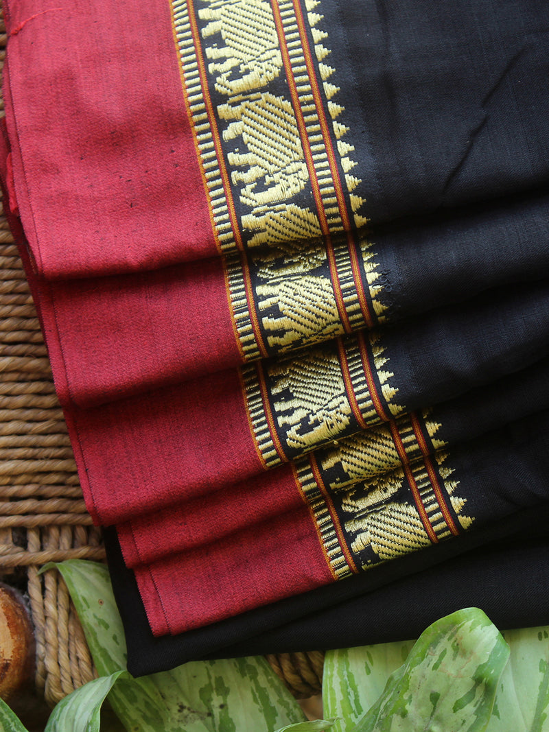 Black Narayanpet Mercerized Cotton Saree