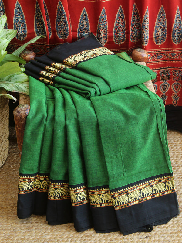 Green Narayanpet Mercerized Cotton Saree