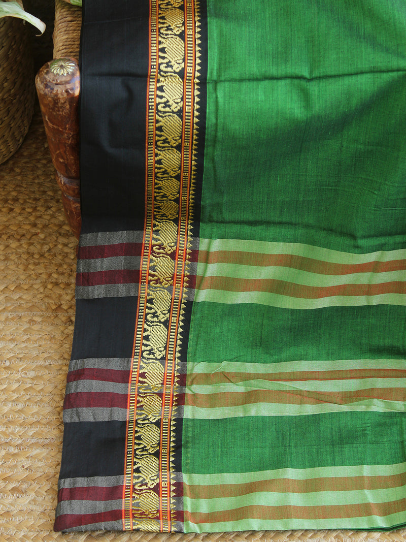 Green Narayanpet Mercerized Cotton Saree