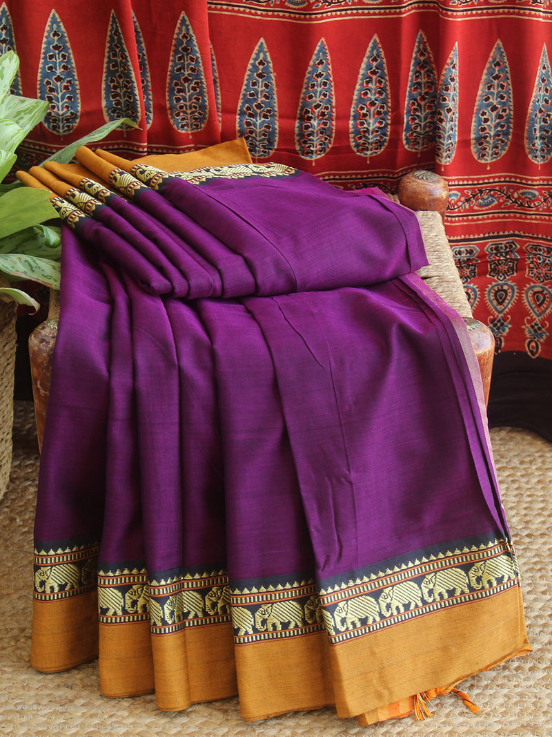 Purple Narayanpet Mercerized Cotton Saree