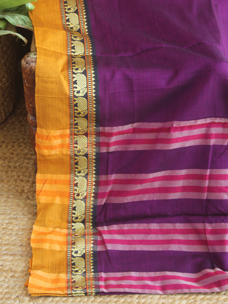 Purple Narayanpet Mercerized Cotton Saree